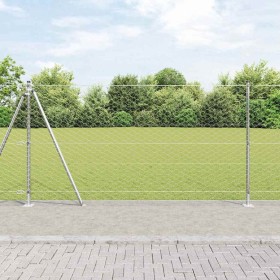 Reja con postes Plateado 1.2 x 100 m Acero recubierto de PVC