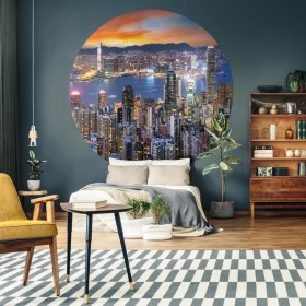 WallArt Círculo de papel pintado Skyline by Night 190 cm