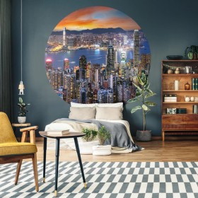 WallArt Wallpaper Circle Skyline by Night 190 cm by WallArt, Painted paper - Ref: Foro24-440351, Price: 26,61 €, Discount: %