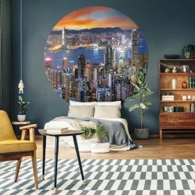 WallArt Wallpaper Circle Skyline by Night 190 cm by WallArt, Painted paper - Ref: Foro24-440351, Price: 25,81 €, Discount: %