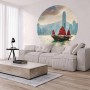 WallArt Círculo de papel pintado Skyline with Junk Boat 190 cm