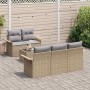 Conjunto de sofá de jardín 6 pcs Beige y gris 55 x 55 x 37 cm