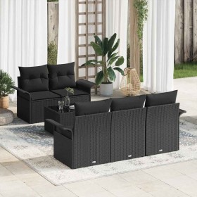 Conjunto de sofá de jardín Manual 6 pcs Negro 55 x 55 x 37 cm