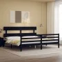 Bettgestell mit schwarzem Massivholzkopfteil 200x200 cm von vidaXL, Betten und Lattenroste - Ref: Foro24-3195115, Preis: 170,...
