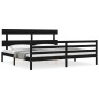 Bed frame with black solid wood headboard 200x200 cm by vidaXL, Beds and slatted bases - Ref: Foro24-3195115, Price: 170,15 €...