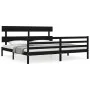 Bed frame with black solid wood headboard 200x200 cm by vidaXL, Beds and slatted bases - Ref: Foro24-3195115, Price: 168,01 €...