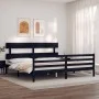 Bed frame with black solid wood headboard 200x200 cm by vidaXL, Beds and slatted bases - Ref: Foro24-3195115, Price: 168,01 €...