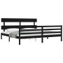 Bed frame with black solid wood headboard 200x200 cm by vidaXL, Beds and slatted bases - Ref: Foro24-3195115, Price: 170,15 €...