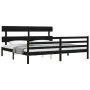 Bed frame with black solid wood headboard 200x200 cm by vidaXL, Beds and slatted bases - Ref: Foro24-3195115, Price: 168,01 €...