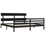 Bed frame with black solid wood headboard 200x200 cm by vidaXL, Beds and slatted bases - Ref: Foro24-3195115, Price: 170,15 €...