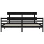 Bed frame with black solid wood headboard 200x200 cm by vidaXL, Beds and slatted bases - Ref: Foro24-3195115, Price: 170,15 €...