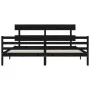 Bed frame with black solid wood headboard 200x200 cm by vidaXL, Beds and slatted bases - Ref: Foro24-3195115, Price: 168,01 €...