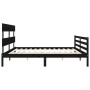 Bed frame with black solid wood headboard 200x200 cm by vidaXL, Beds and slatted bases - Ref: Foro24-3195115, Price: 170,15 €...