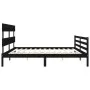 Bed frame with black solid wood headboard 200x200 cm by vidaXL, Beds and slatted bases - Ref: Foro24-3195115, Price: 168,01 €...