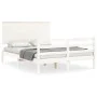 White solid wood bed frame with headboard 140x190 cm by vidaXL, Beds and slatted bases - Ref: Foro24-3195202, Price: 145,55 €...