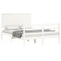 White solid wood bed frame with headboard 140x190 cm by vidaXL, Beds and slatted bases - Ref: Foro24-3195202, Price: 145,55 €...