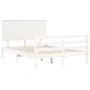 White solid wood bed frame with headboard 140x190 cm by vidaXL, Beds and slatted bases - Ref: Foro24-3195202, Price: 145,55 €...