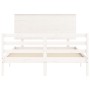 Weißer Massivholzbettrahmen mit Kopfteil 140x190 cm von vidaXL, Betten und Lattenroste - Ref: Foro24-3195202, Preis: 147,37 €...