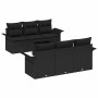Conjunto de sofá de jardín Manual 7 pcs Negro 55 x 55 x 37 cm