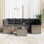 Conjunto de sofá de jardín con cojín 7 pcs Gris 55 x 55 x 37 cm