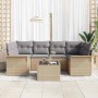 Conjunto de sofá de jardín 7 pcs Beige y gris 55 x 55 x 37 cm