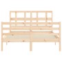 Bed frame with solid wood headboard 120x200 cm by vidaXL, Beds and slatted bases - Ref: Foro24-3194826, Price: 114,79 €, Disc...