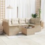Conjunto de sofá de jardín 7 pcs Beige y Crema 55 x 55 x 37 cm