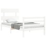 Weißer Massivholzbettrahmen mit Kopfteil 100x200 cm von vidaXL, Betten und Lattenroste - Ref: Foro24-3195082, Preis: 101,42 €...