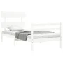 White solid wood bed frame with headboard 100x200 cm by vidaXL, Beds and slatted bases - Ref: Foro24-3195082, Price: 98,13 €,...