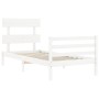 Weißer Massivholzbettrahmen mit Kopfteil 100x200 cm von vidaXL, Betten und Lattenroste - Ref: Foro24-3195082, Preis: 101,42 €...