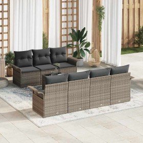 Conjunto de sofá de jardín con cojín 8 pcs Gris 55 x 55 x 37 cm