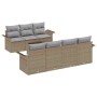 Conjunto de sofá de jardín 8 pcs Beige y gris 55 x 55 x 37 cm