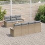 Conjunto de sofá de jardín 8 pcs Beige y gris 55 x 55 x 37 cm