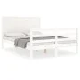 White solid wood bed frame with headboard 140x200 cm by vidaXL, Beds and slatted bases - Ref: Foro24-3194637, Price: 193,35 €...