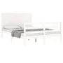 White solid wood bed frame with headboard 140x200 cm by vidaXL, Beds and slatted bases - Ref: Foro24-3194637, Price: 193,35 €...