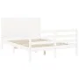 White solid wood bed frame with headboard 140x200 cm by vidaXL, Beds and slatted bases - Ref: Foro24-3194637, Price: 193,35 €...