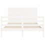 Weißer Massivholzbettrahmen mit Kopfteil 140x200 cm von vidaXL, Betten und Lattenroste - Ref: Foro24-3194637, Preis: 196,29 €...