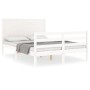 White solid wood bed frame with headboard 140x190 cm by vidaXL, Beds and slatted bases - Ref: Foro24-3194617, Price: 194,58 €...