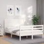 Weißer Massivholzbettrahmen mit Kopfteil 140x190 cm von vidaXL, Betten und Lattenroste - Ref: Foro24-3194617, Preis: 191,68 €...