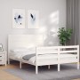Weißer Massivholzbettrahmen mit Kopfteil 140x190 cm von vidaXL, Betten und Lattenroste - Ref: Foro24-3194617, Preis: 194,58 €...