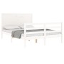 White solid wood bed frame with headboard 140x190 cm by vidaXL, Beds and slatted bases - Ref: Foro24-3194617, Price: 194,58 €...