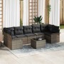 Conjunto de sofá de jardín con cojín 8 pcs Gris 55 x 55 x 37 cm