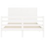 Weißer Massivholzbettrahmen mit Kopfteil 140x190 cm von vidaXL, Betten und Lattenroste - Ref: Foro24-3194617, Preis: 194,58 €...