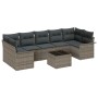 Conjunto de sofá de jardín con cojín 8 pcs Gris 55 x 55 x 37 cm