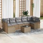 Conjunto de sofá de jardín 8 pcs Beige, Gris 55 x 55 x 37 cm