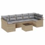 Conjunto de sofá de jardín 8 pcs Beige, Gris 55 x 55 x 37 cm