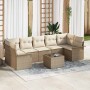 Conjunto de sofá de jardín 8 pcs Beige, Crema 55 x 55 x 37 cm