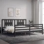 Gray solid wood bed frame with headboard 200x200 cm by vidaXL, Beds and slatted bases - Ref: Foro24-3194593, Price: 172,98 €,...