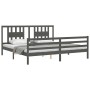 Gray solid wood bed frame with headboard 200x200 cm by vidaXL, Beds and slatted bases - Ref: Foro24-3194593, Price: 175,18 €,...
