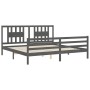 Gray solid wood bed frame with headboard 200x200 cm by vidaXL, Beds and slatted bases - Ref: Foro24-3194593, Price: 175,18 €,...